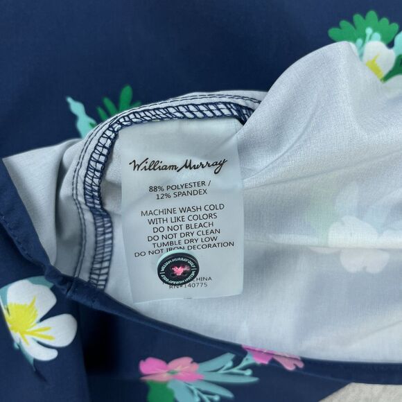 William Murray Shirt Mens S Short Sleeve Button Up Blue Floral Pattern Golf NEW - Picture 7 of 14
